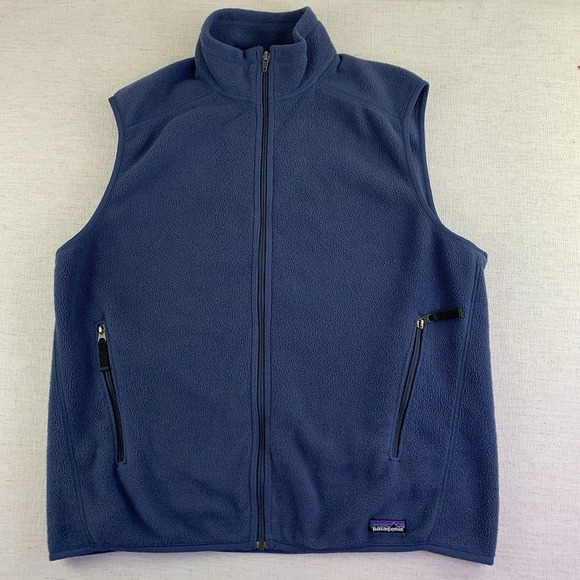 Patagonia Other - Patagonia Vest Mens Large Synchilla Fleece Full Zip Pockets Outdoor Blue